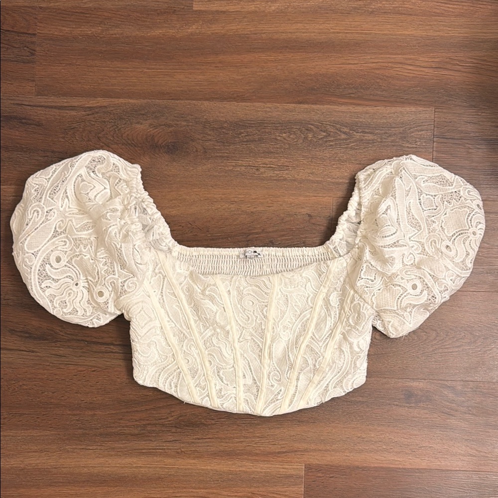 Fashion Nova White Puff Sleeve Crop Top